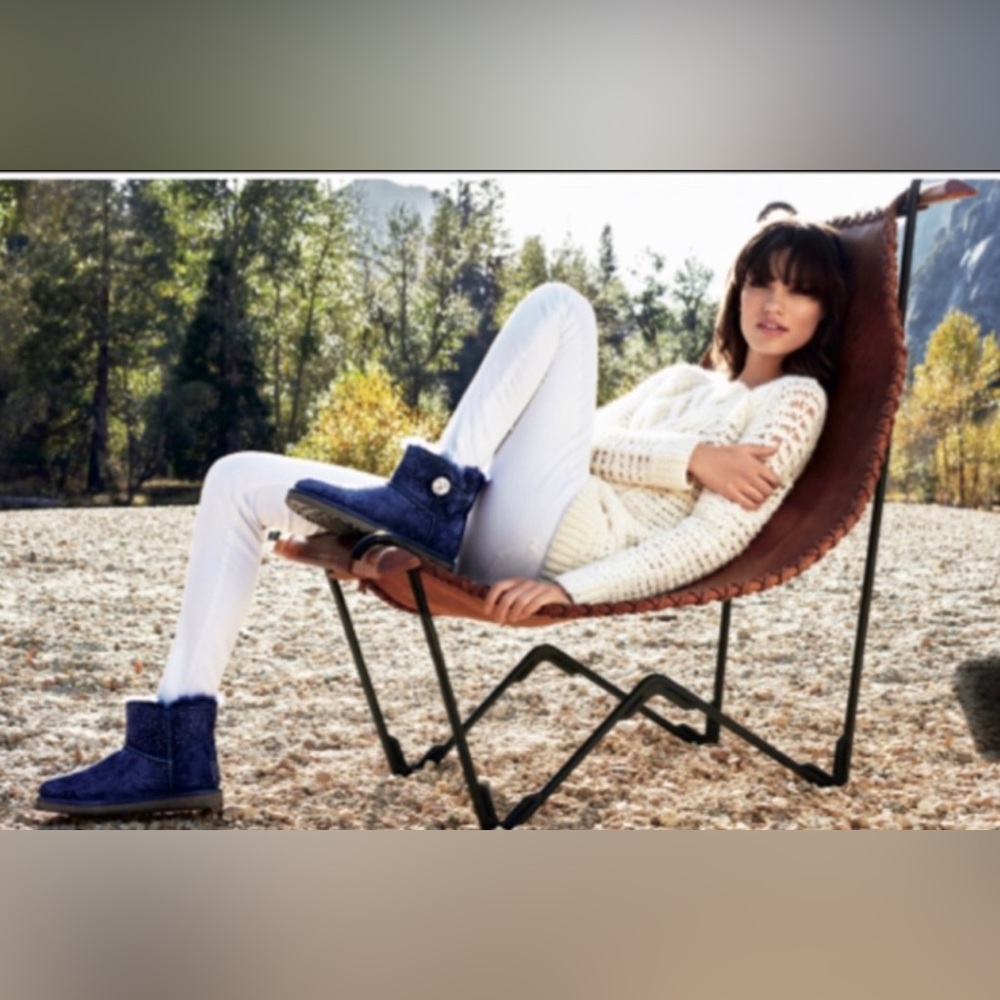 UGG mini Bailey button Swarovski bling navy boots - Picture 2 of 12